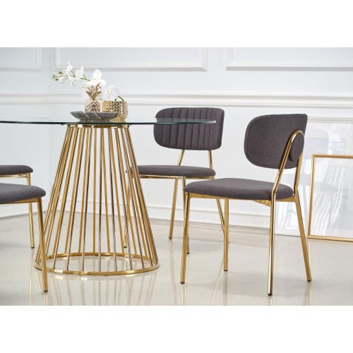LIVERPOOL Τραπέζι τραπεζαρίας διαστάσεις: 120x120x75 cm γυαλί - χρυσό 2010001175841