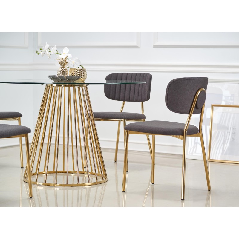 LIVERPOOL Τραπέζι τραπεζαρίας διαστάσεις: 120x120x75 cm γυαλί - χρυσό 2010001175841