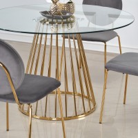 LIVERPOOL Τραπέζι τραπεζαρίας διαστάσεις: 120x120x75 cm γυαλί - χρυσό 2010001175841