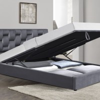ANNABEL 160 Κρεβάτι με αποθηκευτικό χώρο 209x161x106cm σε γκρι (για στρώμα 160x200cm)