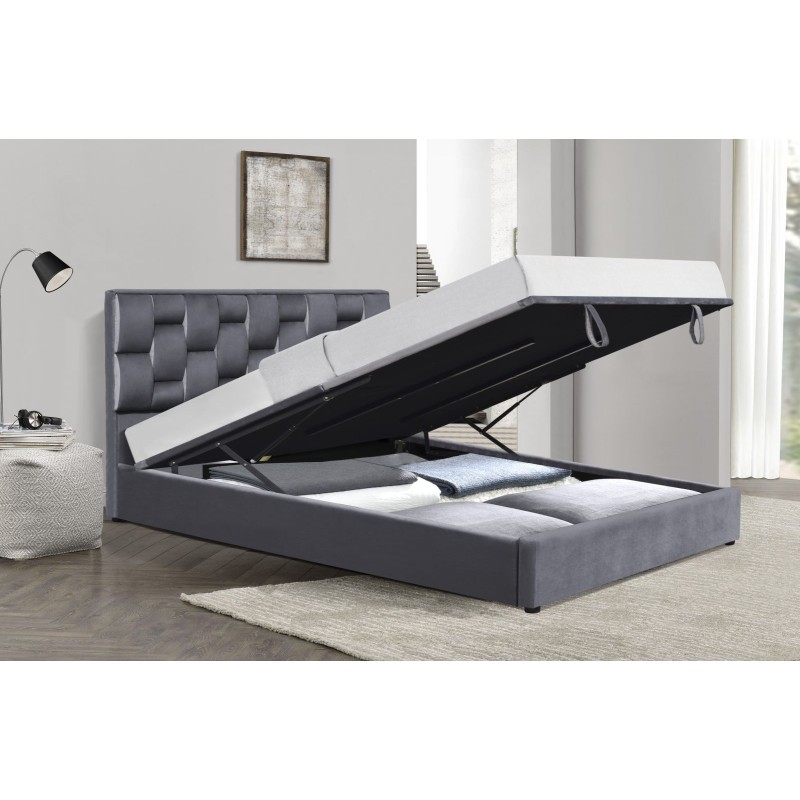 ANNABEL 160 Κρεβάτι με αποθηκευτικό χώρο 209x161x106cm σε γκρι (για στρώμα 160x200cm)