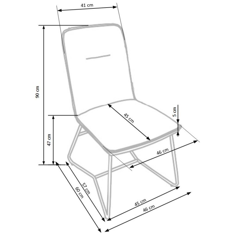 Καρέκλα κρεμ K390 46x60x90 με ύψος καθίσματος 47 cm