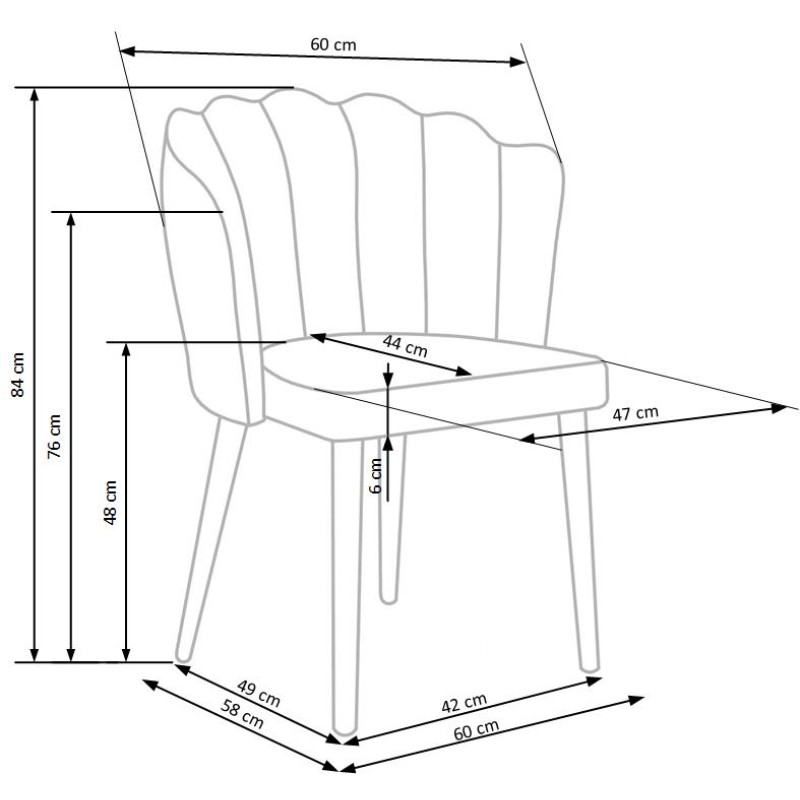 K386 Καρέκλα τραπεζαρίας γκρι 60x58x84 με ύψος καθίσματος 48cm