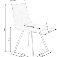 K402 Καρέκλα γκρι 45x55x86cm με ύψος καθίσματος 48 cm