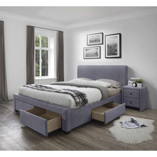 MODENA Κρεβάτι με συρτάρια σε γκρι 220x164x106cm (για στρώμα 160x200cm)