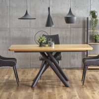 Τραπέζι DERRICK επεκτεινομενο φυσικό/μαυρο 160-200/90/75 cm 2010001178620