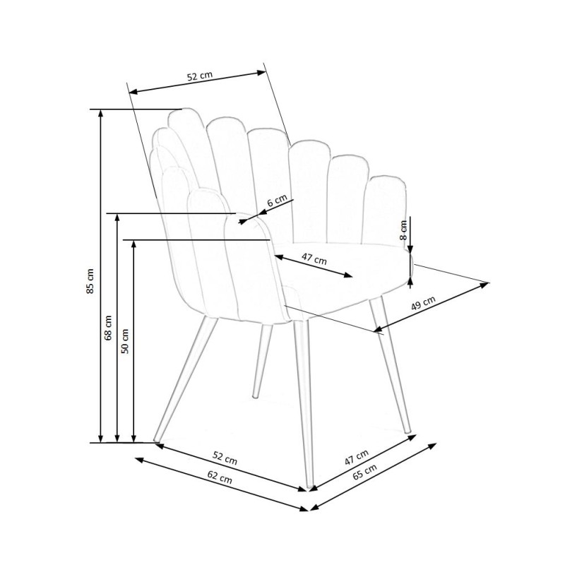 K410 πολυθρόνα τραπεζαρίας γκρι 65/62/85/50 cm 2010001178651