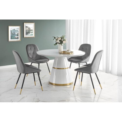 VEGAS Τραπέζι λευκό-χρυσό Φ120/76 cm