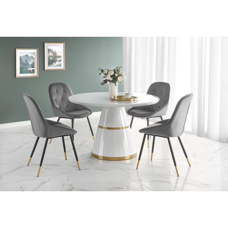 VEGAS Τραπέζι λευκό-χρυσό Φ120/76 cm