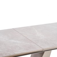 VALENTINO Τραπέζι Τραπεζαρίας  με επέκταση ανοιχτό γκρι/χρυσό 160-220/90/76 cm