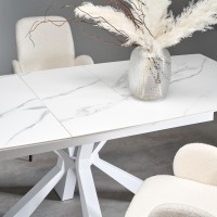 Τραπέζι Τραπεζαρίας με προέκταση VIVALDI λευκό μάρμαρο-λευκό 160-200/89/78 cm