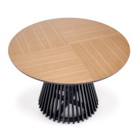 Τραπέζι στρογγυλό MIYAKI φυσική δρυς-μαύρο 120x120x77 cm 2010001188339