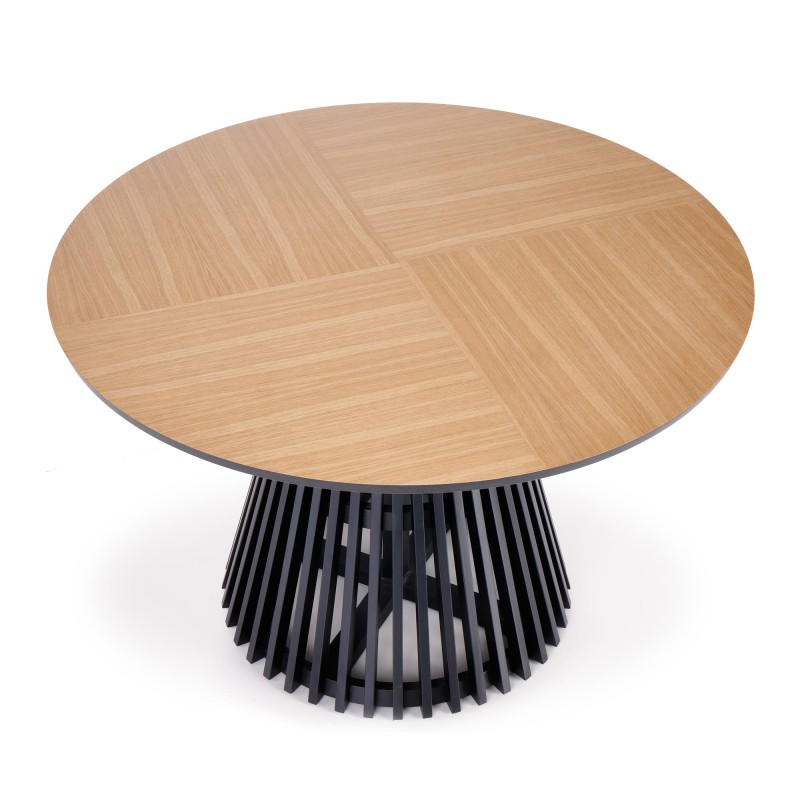 Τραπέζι στρογγυλό MIYAKI φυσική δρυς-μαύρο 120x120x77 cm 2010001188339