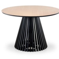 Τραπέζι στρογγυλό MIYAKI φυσική δρυς-μαύρο 120x120x77 cm 2010001188339