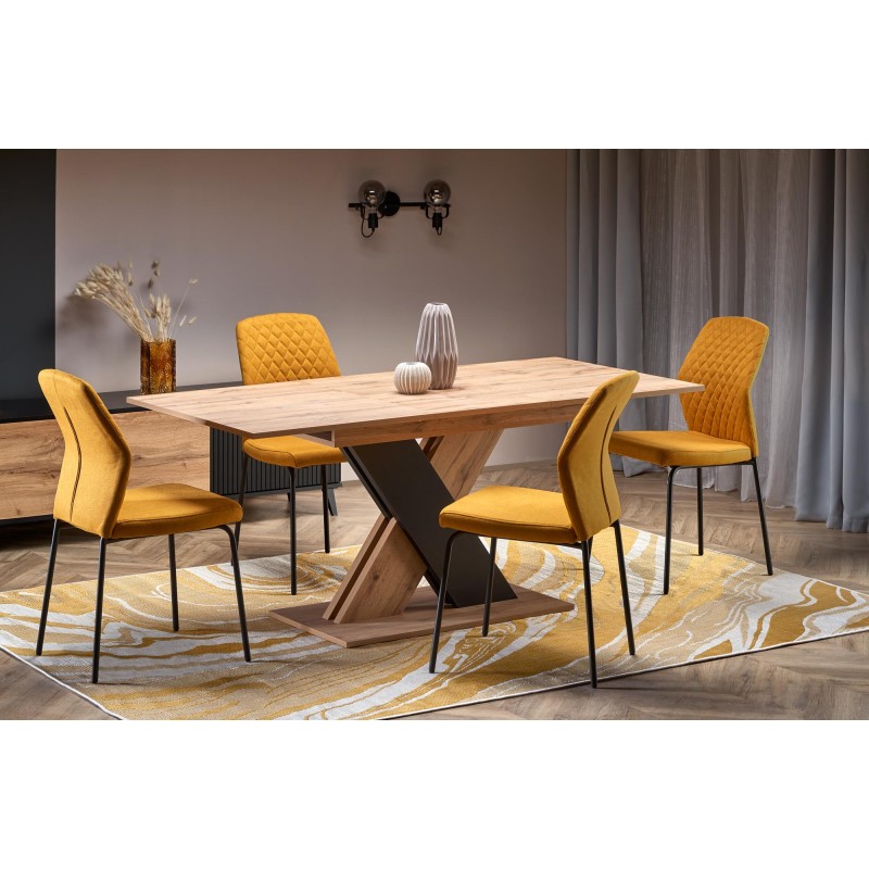 XARELTO τραπέζι votan δρυς/μαύρο 130-175/85/76 cm 2010001188360