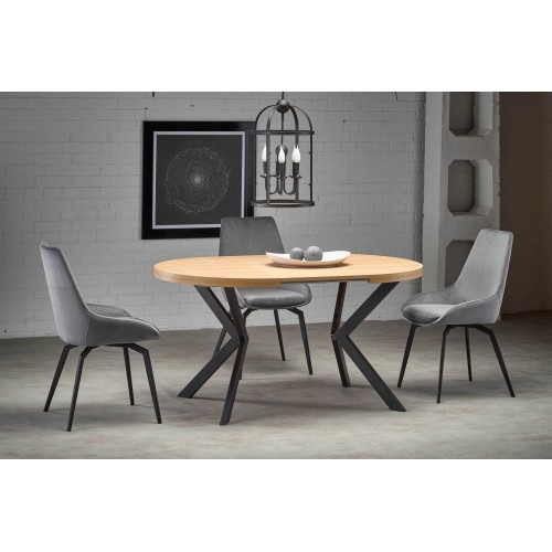 PERONI τραπέζι χρυσή δρυς/μαύρο 100-250/100/75 cm 2010001188377