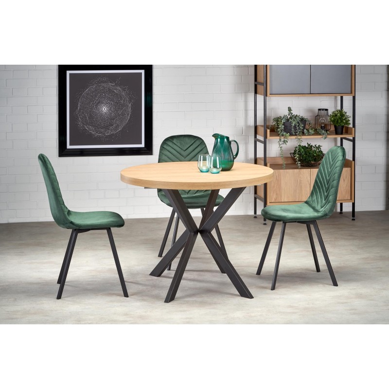 PERONI τραπέζι χρυσή δρυς/μαύρο 100-250/100/75 cm 2010001188377