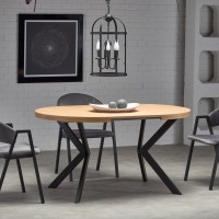 PERONI τραπέζι χρυσή δρυς/μαύρο 100-250/100/75 cm 2010001188377