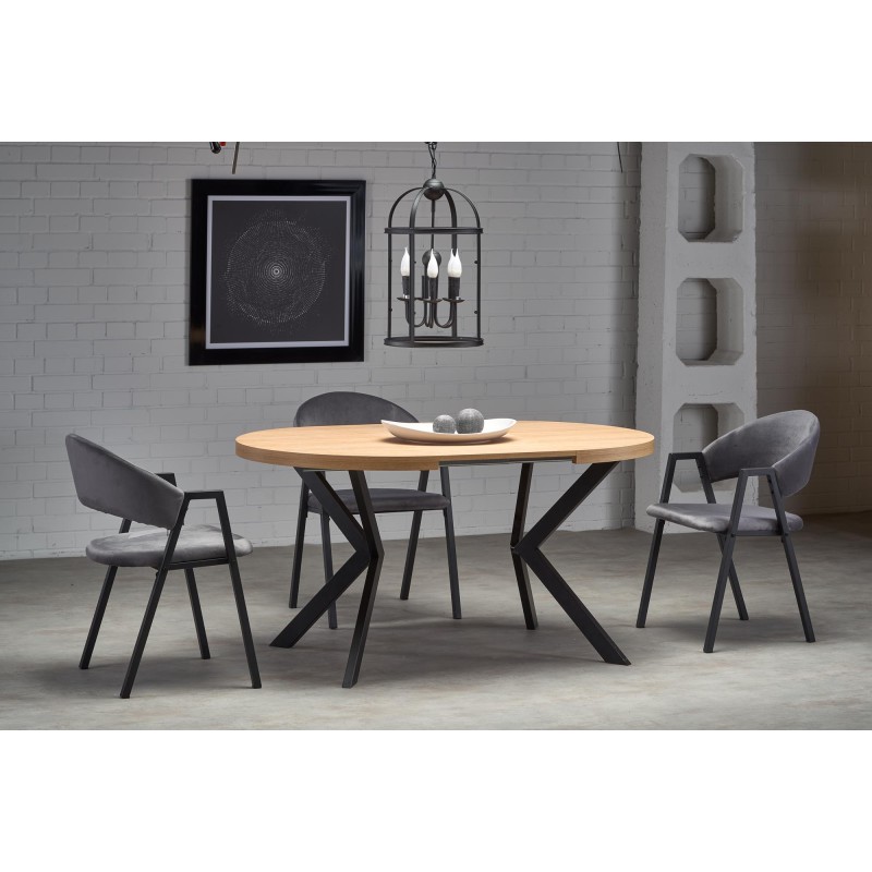 PERONI τραπέζι χρυσή δρυς/μαύρο 100-250/100/75 cm 2010001188377
