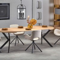 PERONI τραπέζι χρυσή δρυς/μαύρο 100-250/100/75 cm 2010001188377