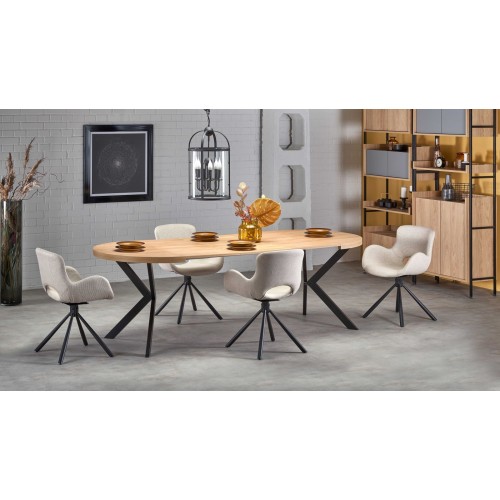 PERONI τραπέζι χρυσή δρυς/μαύρο 100-250/100/75 cm 2010001188377