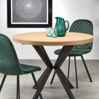 PERONI τραπέζι χρυσή δρυς/μαύρο 100-250/100/75 cm 2010001188377