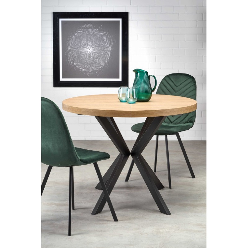 PERONI τραπέζι χρυσή δρυς/μαύρο 100-250/100/75 cm 2010001188377