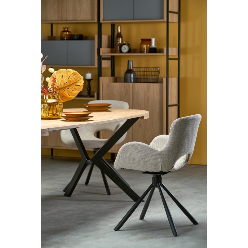 PERONI τραπέζι χρυσή δρυς/μαύρο 100-250/100/75 cm 2010001188377