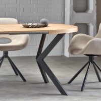 PERONI τραπέζι χρυσή δρυς/μαύρο 100-250/100/75 cm 2010001188377