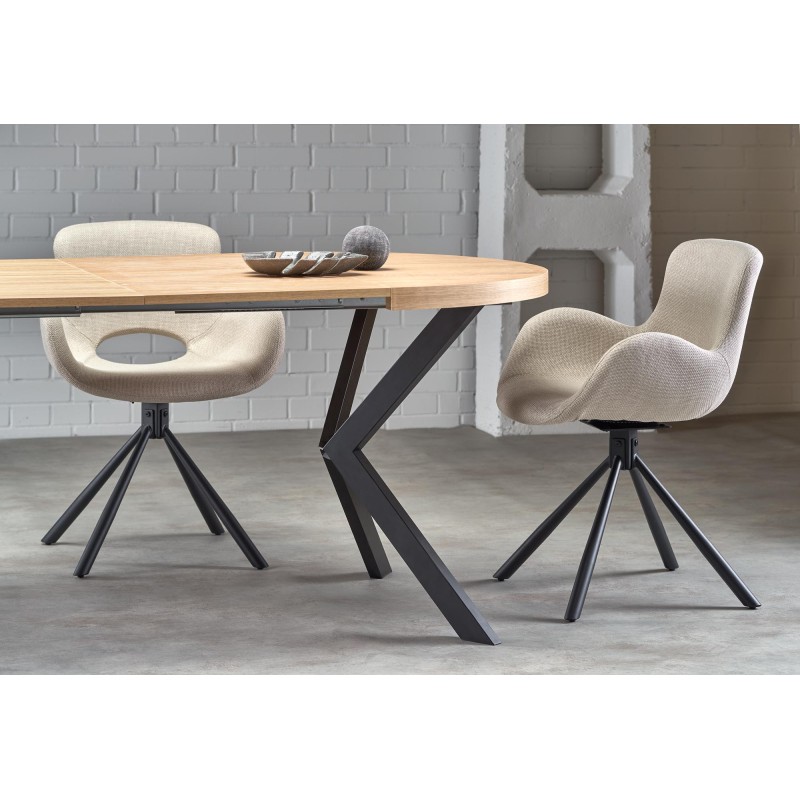 PERONI τραπέζι χρυσή δρυς/μαύρο 100-250/100/75 cm 2010001188377