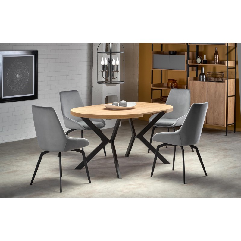 PERONI τραπέζι χρυσή δρυς/μαύρο 100-250/100/75 cm 2010001188377