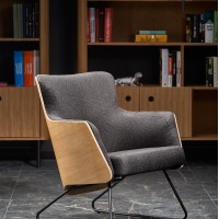 CHILLOUT Πολυθρόνα  σκούρο γκρι/φυσική δρυς/μαύρο 74x67x79 με ύψος καθίσματος 43 cm