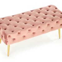 ATHENA Ταμπουρέ βελούδο σε ροζ/χρυσό 100x45x40cm
