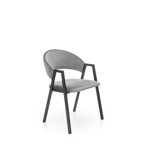 K473 Καρέκλα από βελούδο σε γκρι 54x58x82 με ύψος καθίσματος 47cm