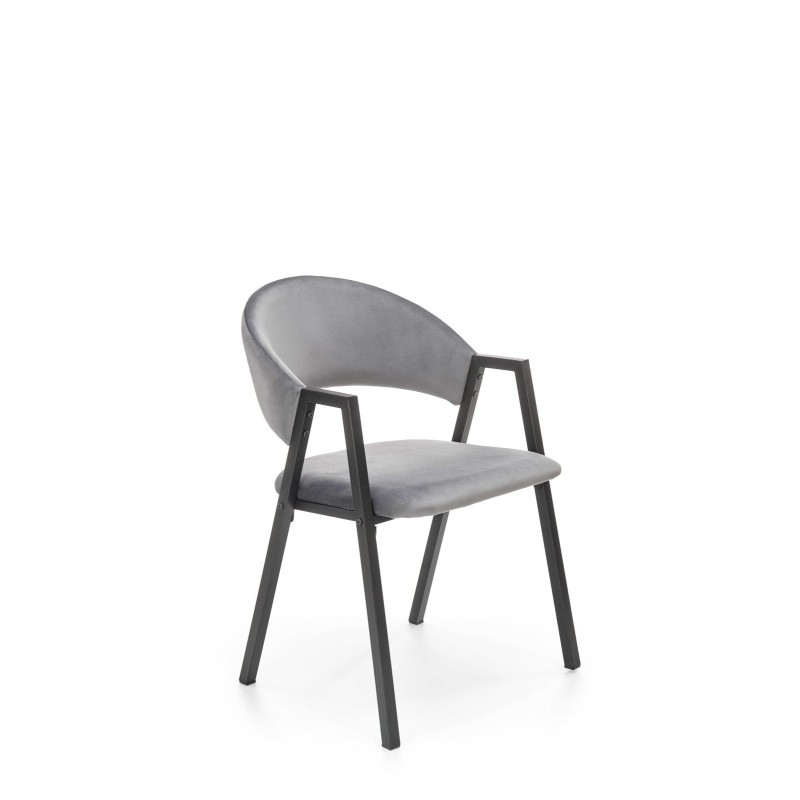 K473 Καρέκλα από βελούδο σε γκρι 54x58x82 με ύψος καθίσματος 47cm
