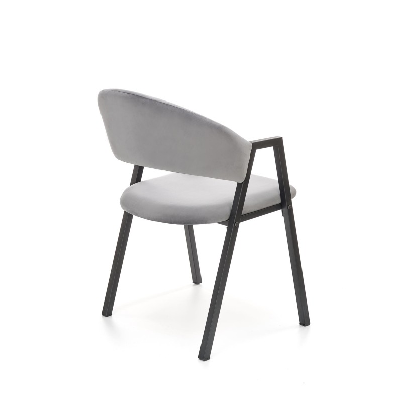 K473 Καρέκλα από βελούδο σε γκρι 54x58x82 με ύψος καθίσματος 47cm
