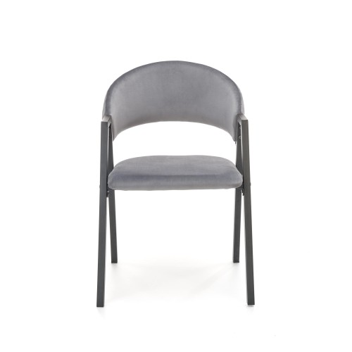K473 Καρέκλα από βελούδο σε γκρι 54x58x82 με ύψος καθίσματος 47cm