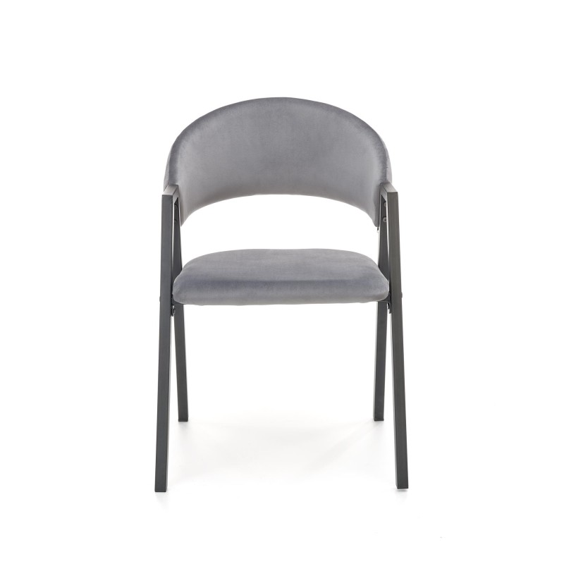 K473 Καρέκλα από βελούδο σε γκρι 54x58x82 με ύψος καθίσματος 47cm