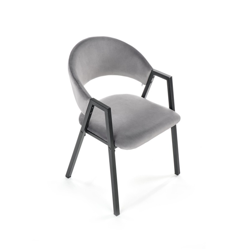 K473 Καρέκλα από βελούδο σε γκρι 54x58x82 με ύψος καθίσματος 47cm