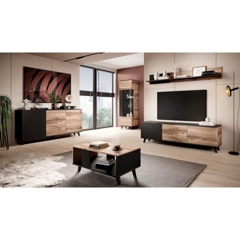 RANDOM RTV-2 Έπιπλο τηλεόρασης δρυς wotan/μαύρο 180/40/52 cm 2010001191179