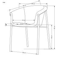 K489 Καρέκλα μπεζ  59x56x80 με ύψος καθίσματος 46 cm