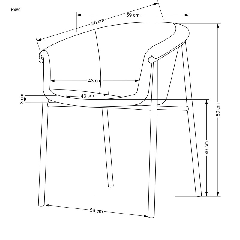 K489 Καρέκλα μπεζ  59x56x80 με ύψος καθίσματος 46 cm