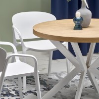 Τραπέζι Τραπεζαρίας με προέκταση PERONI, χρυσή δρυς / λευκό 100-250/100/75 cm