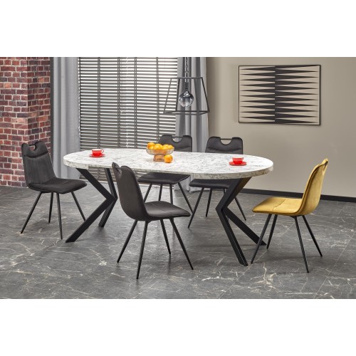 Τραπέζι PERONI, λευκό μάρμαρο / μαύρο Φ100-250/100/75 cm 2010001194323