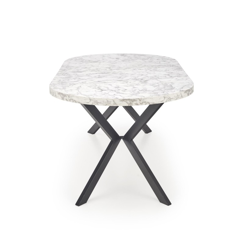 Τραπέζι PERONI, λευκό μάρμαρο / μαύρο Φ100-250/100/75 cm 2010001194323