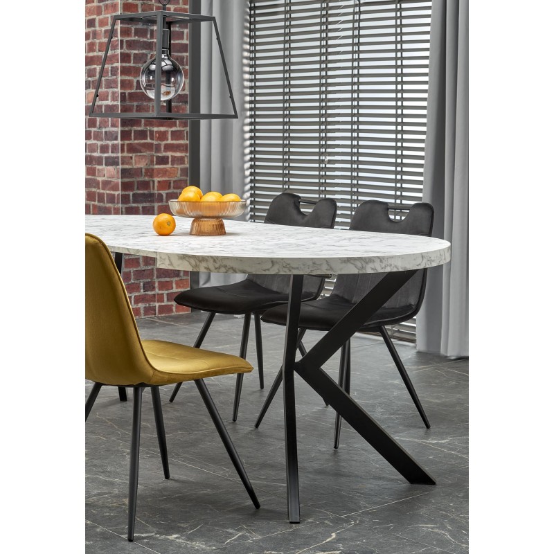 Τραπέζι PERONI, λευκό μάρμαρο / μαύρο Φ100-250/100/75 cm 2010001194323