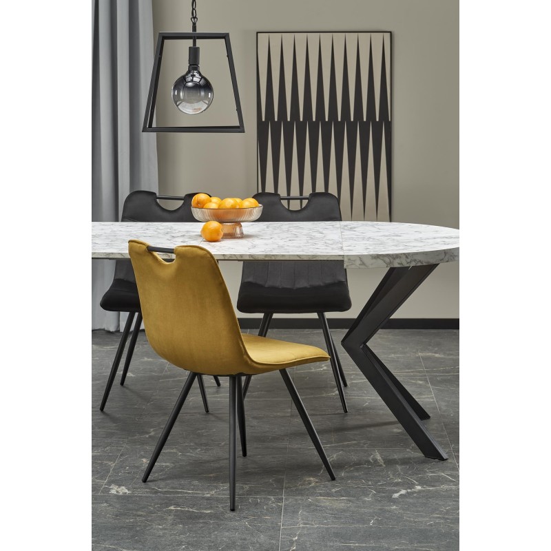 Τραπέζι PERONI, λευκό μάρμαρο / μαύρο Φ100-250/100/75 cm 2010001194323