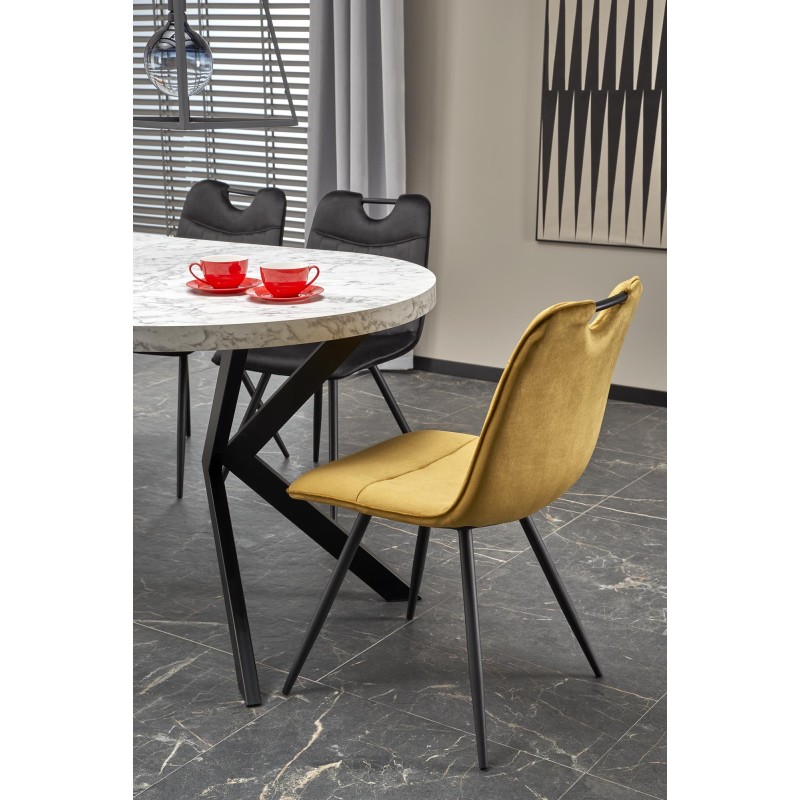 Τραπέζι PERONI, λευκό μάρμαρο / μαύρο Φ100-250/100/75 cm 2010001194323