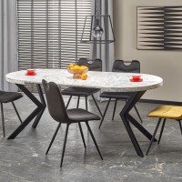 Τραπέζι PERONI, λευκό μάρμαρο / μαύρο Φ100-250/100/75 cm 2010001194323