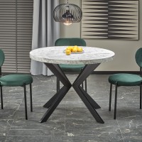 Τραπέζι PERONI, λευκό μάρμαρο / μαύρο Φ100-250/100/75 cm 2010001194323